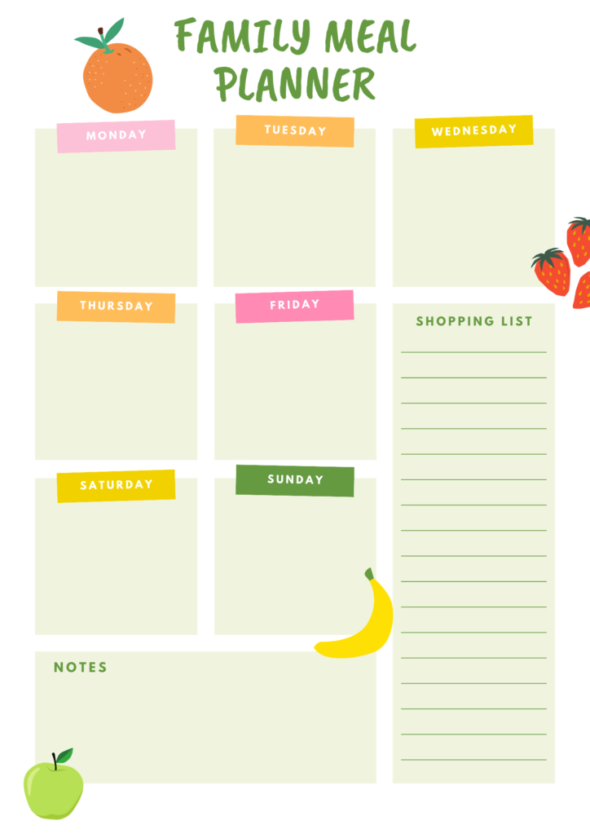 meal planner, save money on food shopping by aisle, home workout routine without equipment, healthy